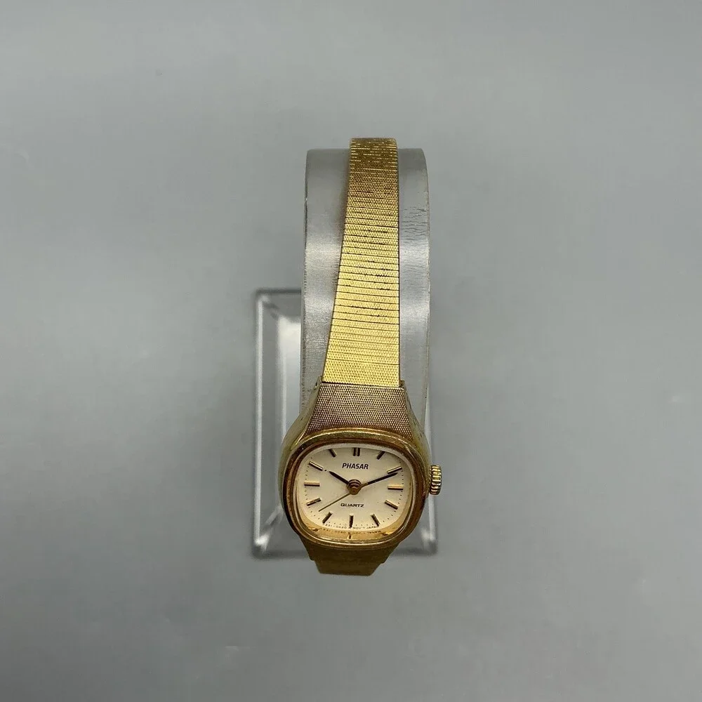 Vintage Phasar Womens Watch 18mm Cream Dial Gold Tone W231-5200 New Battery 7